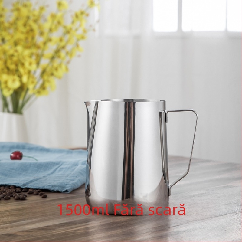 Cană pentru latte art cu gură ascuțită, corp îngroșat din oțel inoxidabil 201, cu scară de măsurare