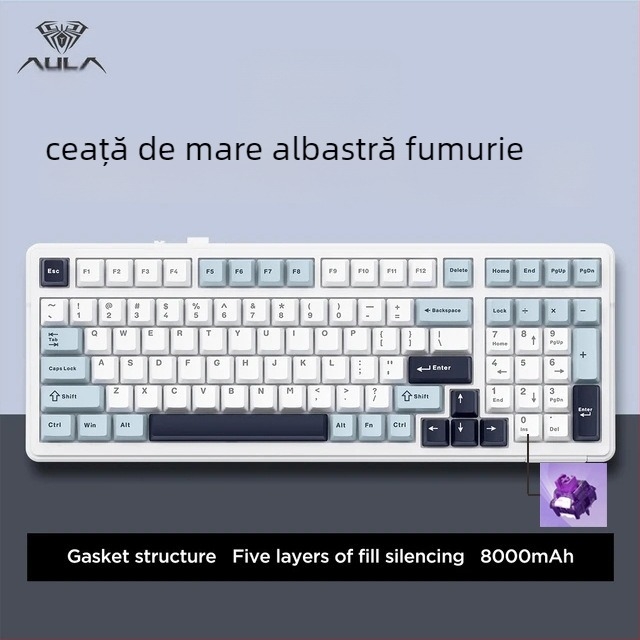 Aula Tarantula F99/F99Pro tastatură mecanică – wireless, Bluetooth în trei moduri, iluminare RGB, carcasă ABS, suportă până la 3 dispozitive simultan