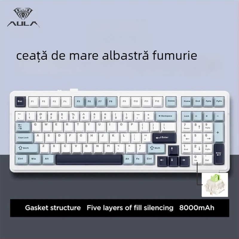 Aula Tarantula F99/F99Pro tastatură mecanică – wireless, Bluetooth în trei moduri, iluminare RGB, carcasă ABS, suportă până la 3 dispozitive simultan