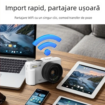 Cameră mirrorless pentru începători cu senzor CCD, 18x zoom optic, ecran LCD rotativ de 3,0 inch, rezoluție 3648×2736