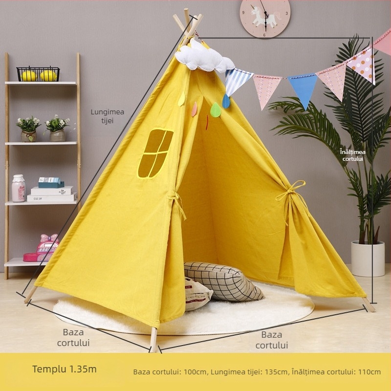 Tentă de camping pentru o persoană, pliabilă, cu formă triunghiulară; construcție cu un singur strat; interior și podea din bumbac și in