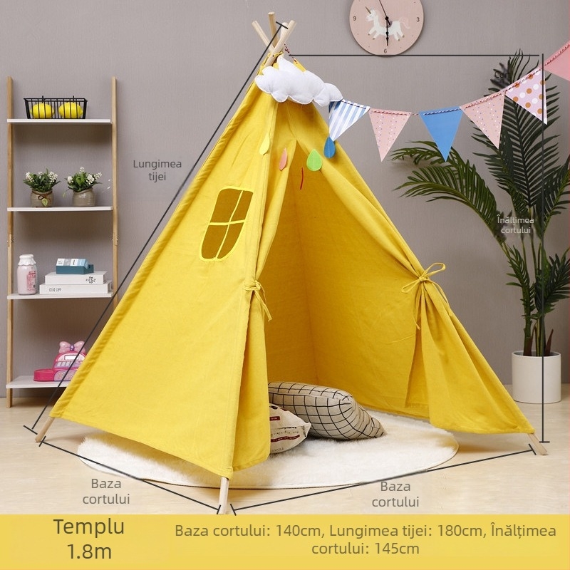 Tentă de camping pentru o persoană, pliabilă, cu formă triunghiulară; construcție cu un singur strat; interior și podea din bumbac și in