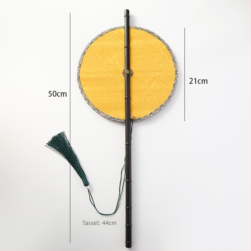 Evantai chinezesc în stil antic, cu mâner lung și ciucuri, material din pânză, marca Tane, ambalare individuală