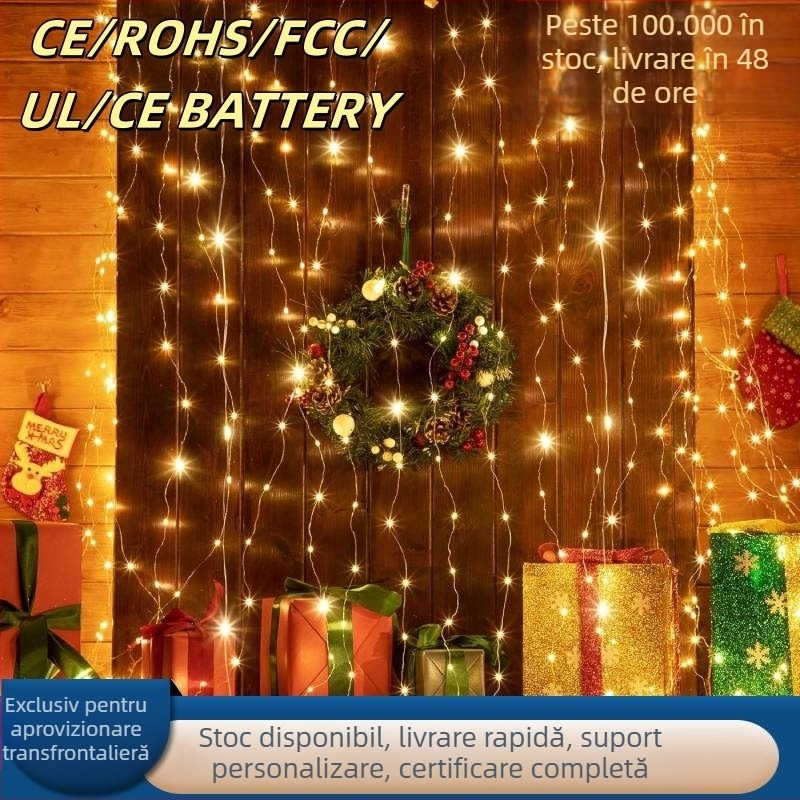 Lumini LED pentru perdea, 300 LED, alimentare USB, IP65, telecomandă