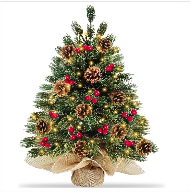 Pom de Crăciun de birou din plastic Tong Nian, cu 60 ramuri și înălțime reglabilă