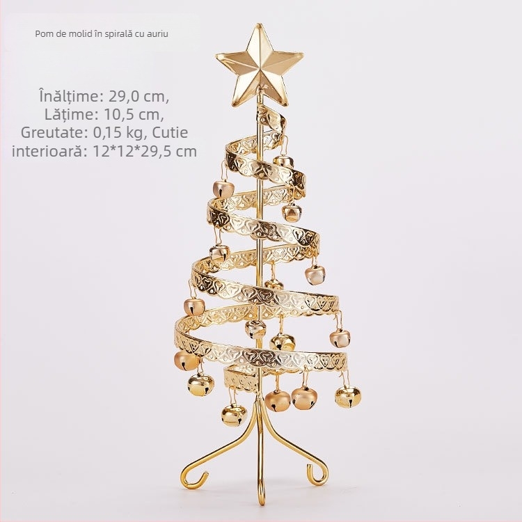 Emma mini brad de Crăciun din fier cu clopoței pentru birou – brad de Crăciun simulativ pentru decor de birou