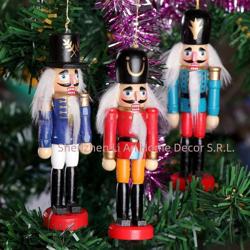Soldat Nutcracker din lemn – ornament de Crăciun pentru brad, Schima superba, ambalat într-o cutie cadou, LyAn