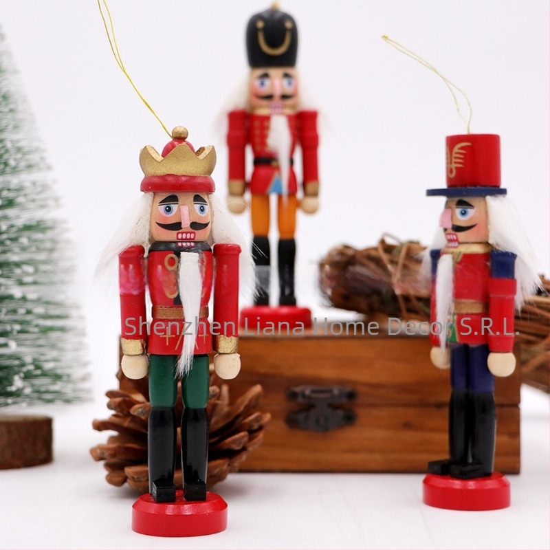 Soldat Nutcracker din lemn – ornament de Crăciun pentru brad, Schima superba, ambalat într-o cutie cadou, LyAn