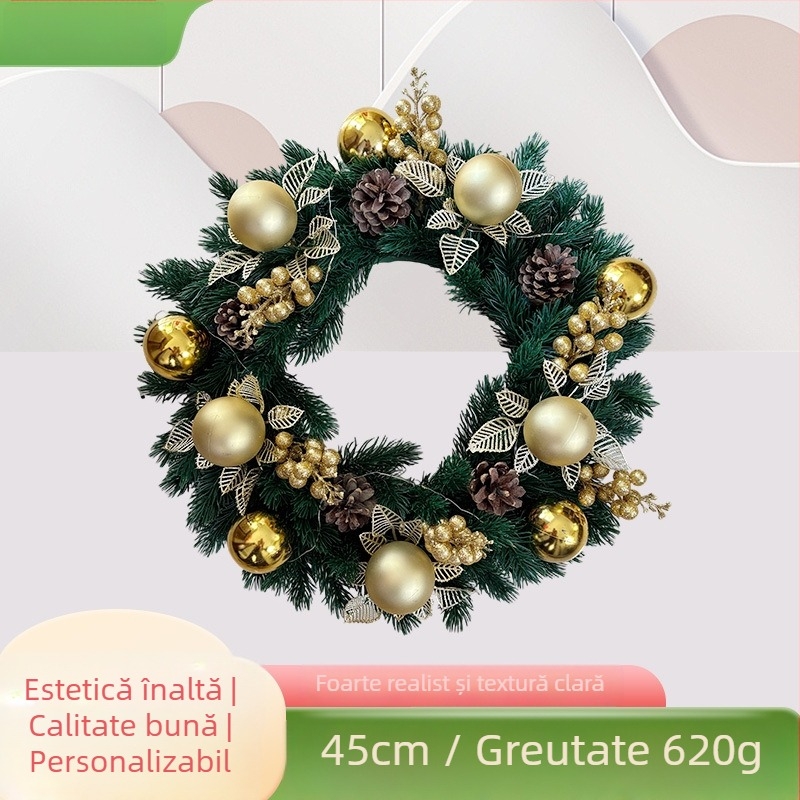 Ghirlandă de Crăciun - lucrată manual, plastic, stil modern minimalist, pentru vitrină și agățare la ușă