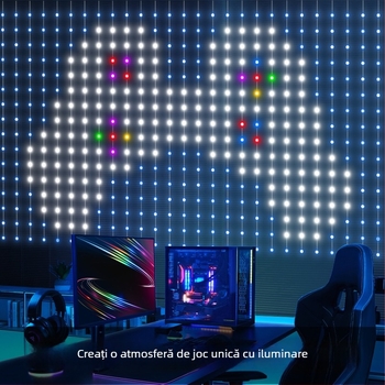 Lucițe LED RGB tip perdea pentru interior, programabile DIY, decor de Crăciun, soclu E14, reglaj luminozității, IP44