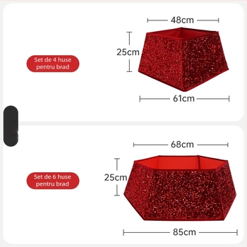 Plantronics fustă pentru pom de Crăciun cu material paiete, decor 3D în jurul bazei pomului, stil modern minimalist, producție semi manuală/semi automatizată