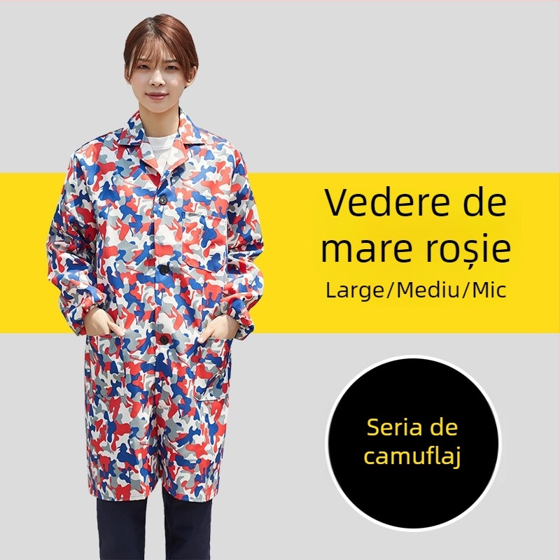 Palton de lucru pentru bărbați cu mâneci lungi, camuflaj, patru sezoane, 100% poliester, amestec din fibre chimice, anti-poluare și decontaminare, îmbrăcăminte de lucru industrială