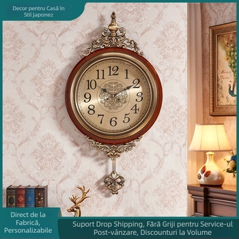 Ceas de perete 18003 – Nordic, carcasă metalică circulară, cadran din cupru, mecanism cuarț japonez, alimentare cu baterie