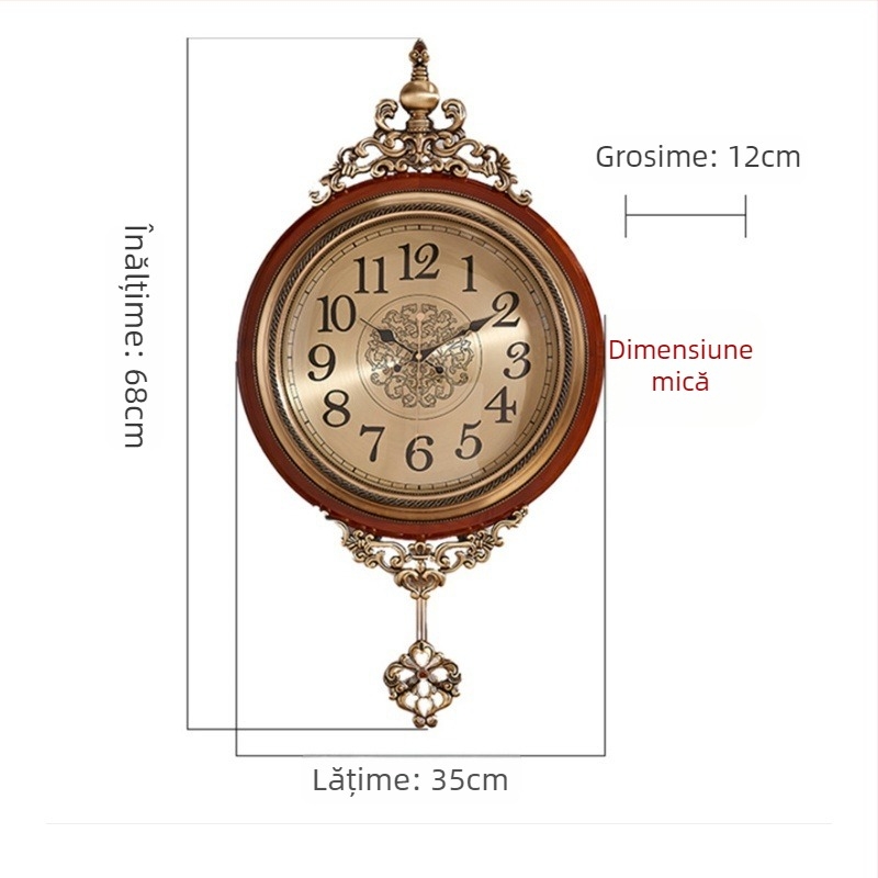Ceas de perete 18003 – Nordic, carcasă metalică circulară, cadran din cupru, mecanism cuarț japonez, alimentare cu baterie
