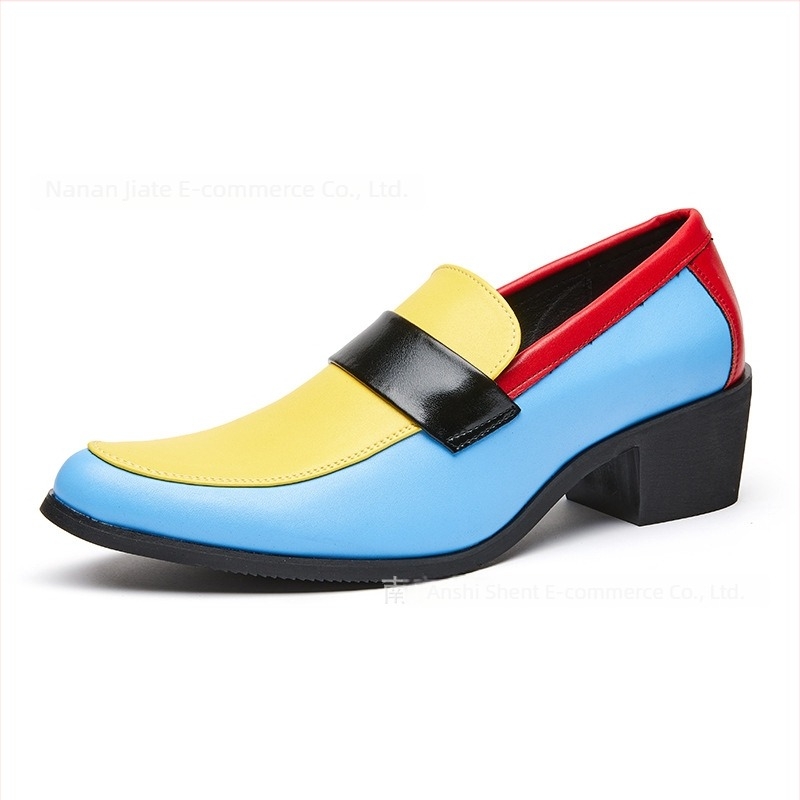 Pantofi din piele pentru bărbați, vârf ascuțit, creștere a înălțimii, partea superioară PU, talpă din cauciuc