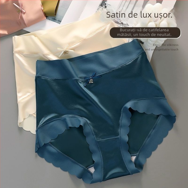 Chilot femei talie medie din nylon, material ice-silk; respirabil și antibacterian; căptușeală Mulberry mătase la zona intimă; țesătură principală 70–80% nylon; tricotaj 51–60D.