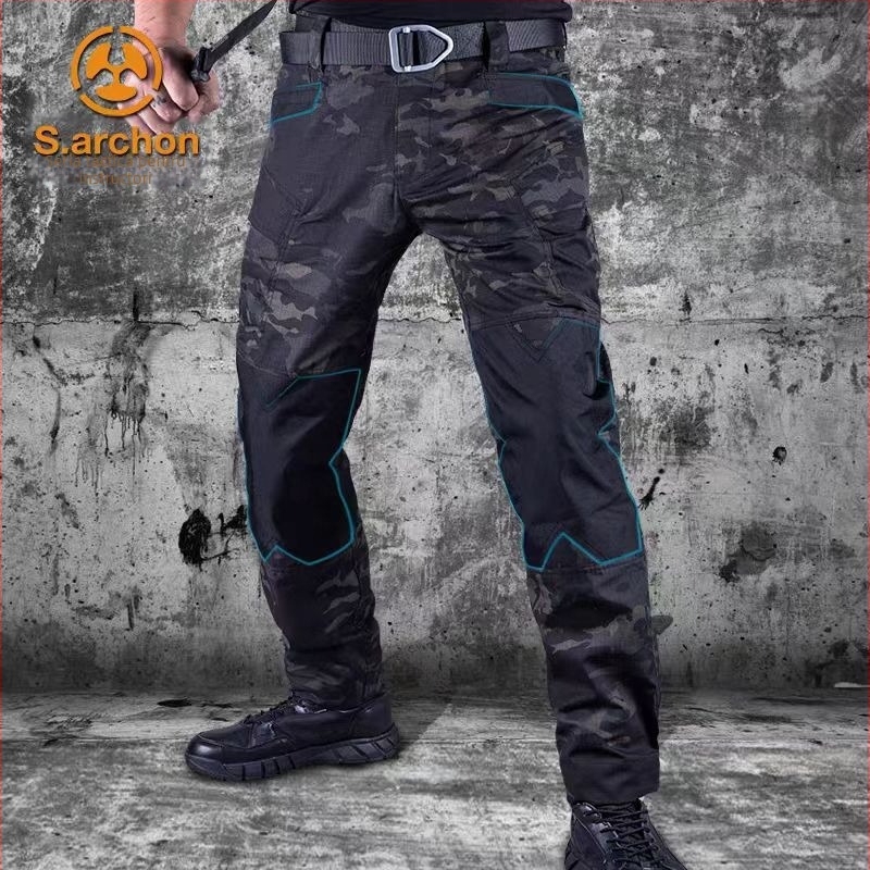 IX6 Pantaloni tactici outdoor pentru bărbați – croială Slim-fit, rezistenți la abraziune, camuflaj, respirabili, patru sezoane, pentru uz în fabrici