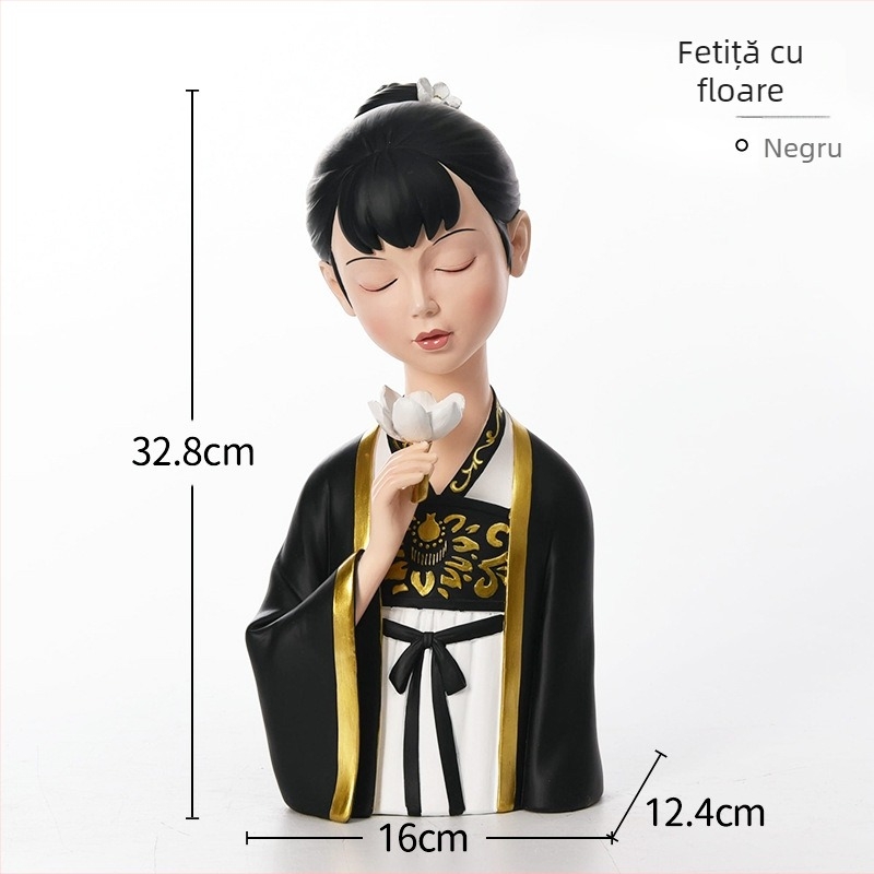 Figurină din rășină, doamnele din Dinastia Tang, pictată manual, stil chinez nou, decor pentru casă