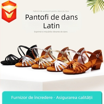 Pantofi de dans latino pentru adulți, unisex, talpă din piele, partea superioară din mătase, ușori, rezistenți la uzură
