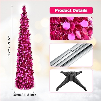 Decorațiune pentru brad, conică, pliabilă din PVC, Yuqi model 2025