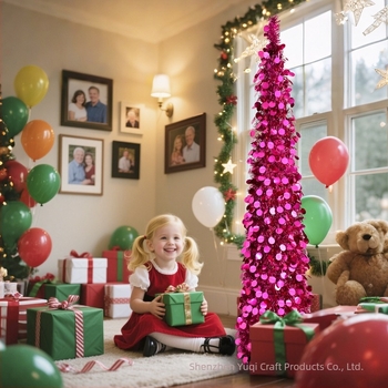 Decorațiune pentru brad, conică, pliabilă din PVC, Yuqi model 2025