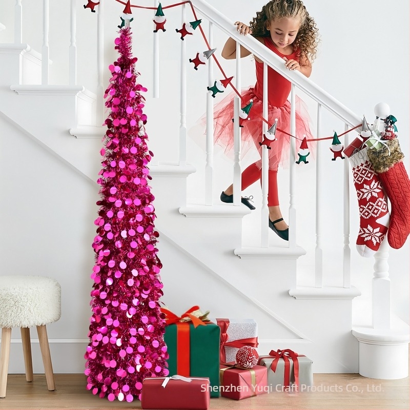 Decorațiune pentru brad, conică, pliabilă din PVC, Yuqi model 2025