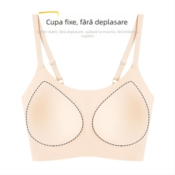 Sutien fără fir, cupe 3/4, formare din burete, material principal nailon, căptușeală spandex, bretele fixe duble, susținere a spatelui, respirabil
