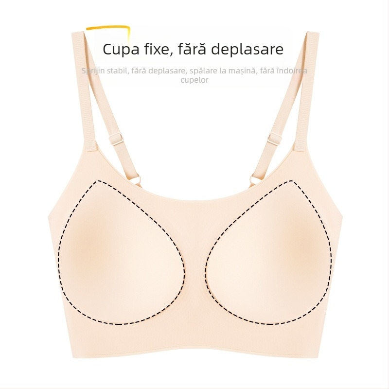 Sutien fără fir, cupe 3/4, formare din burete, material principal nailon, căptușeală spandex, bretele fixe duble, susținere a spatelui, respirabil