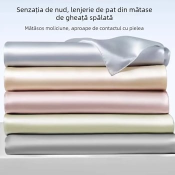 Foaie de pat din mătase de gheață și viscose, țesătură twill, model simplu, țesătură vopsită, stil simplu