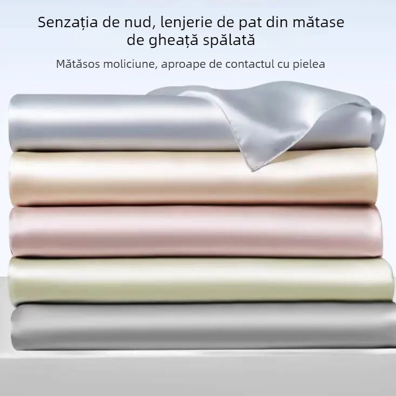 Foaie de pat din mătase de gheață și viscose, țesătură twill, model simplu, țesătură vopsită, stil simplu