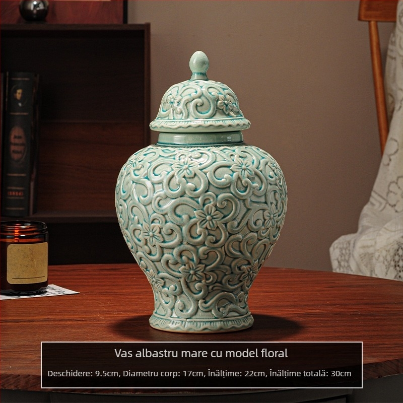 Vază ceramică General Jar — Stil antic medieval, pictată manual, lucrată manual, stil european (ceramică; stil european; pictată manual; luată manual)