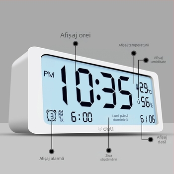 Deli ceas de alarmă electronic cu afișaj LCD, alimentat cu baterie, stil boem