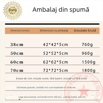 Ceas de perete JT1301 cu mișcare cuarț, alimentat cu baterie, cadran din metal, carcasă din fier forjat