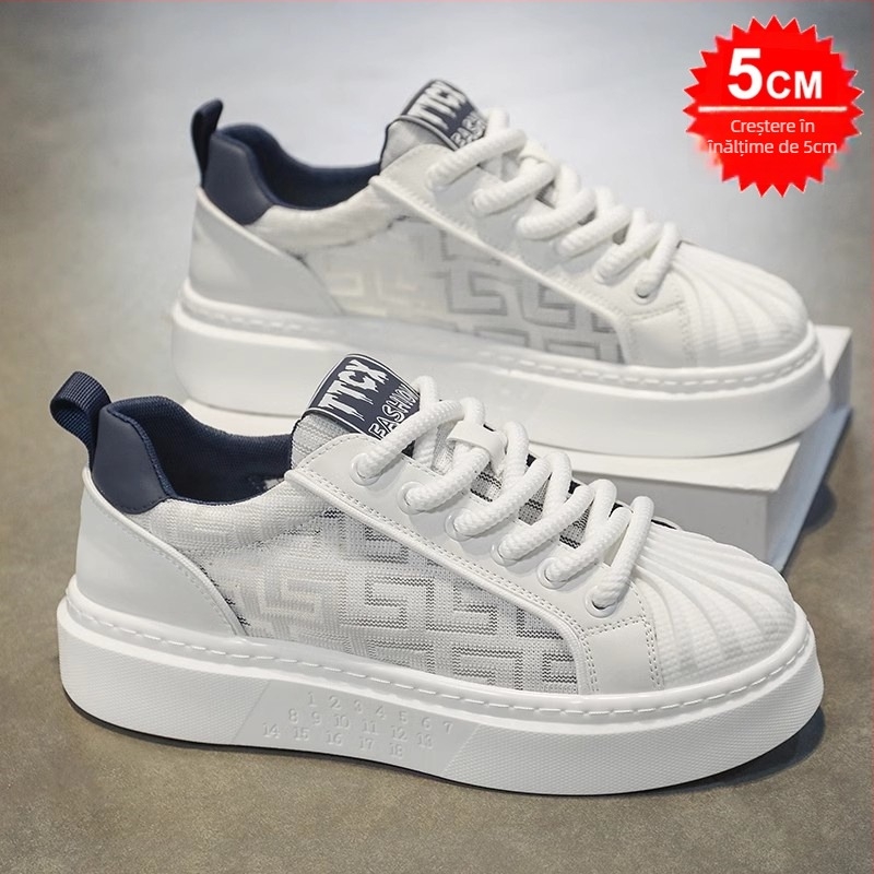 Pantofi sport casual pentru bărbați, partea superioară din microfibră, talpă din cauciuc, căptușeală din plasă, vârf rotund, toc mic 1-3 cm