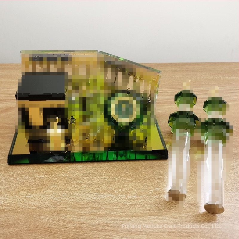 Model arhitectural din sticlă, geometric – Turnul Ceas Mecca Clock Tower, Chemare la Rugăciune, ornament de agățat cu inserții