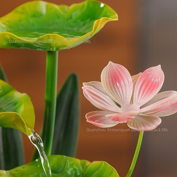 Decorativ metal pentru birou cu apă curgătoare, motif lacustru cu lotus, stil pastoral, brand New Tianquan