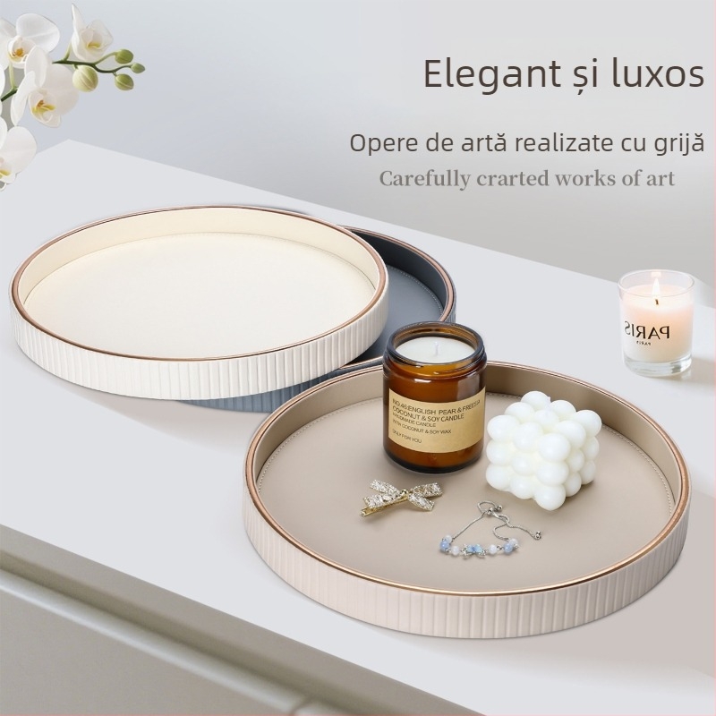 Tavă de depozitare din piele, cu model marmorat, formă pătrată, stil lux ușor, posibilitatea personalizării