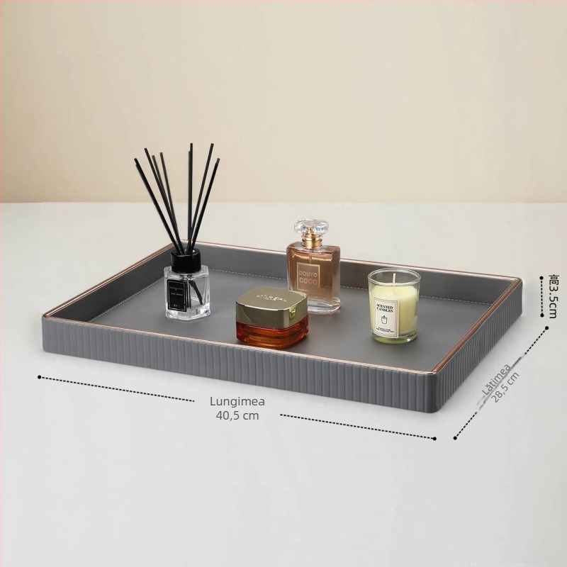 Tavă de depozitare din piele, cu model marmorat, formă pătrată, stil lux ușor, posibilitatea personalizării