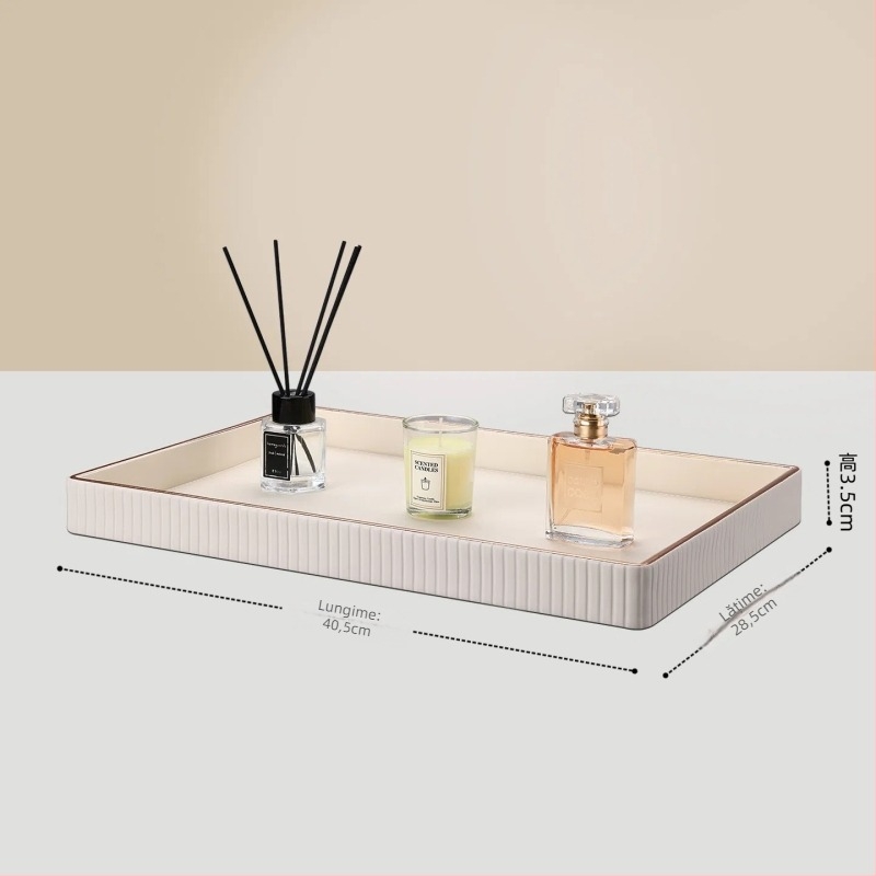 Tavă de depozitare din piele, cu model marmorat, formă pătrată, stil lux ușor, posibilitatea personalizării