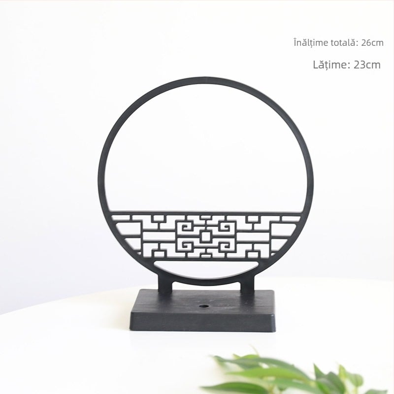 Separator de birou în stil chinezesc, cu frunze de bambus și motive Zen, ecran cu nori parțiali (Nu este importat; Nu este cadou; Fără autorizare IP)