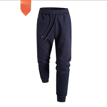 Pantaloni trening pentru bărbați cu buzunare, talie medie, fibră de poliester, microelasticitate, croială dreaptă, iarnă 2023