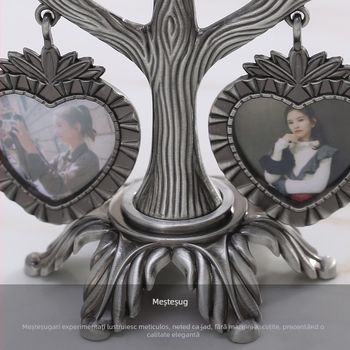 Ramă foto metalică în formă de copac, design modern cu placare electrolitică, cadru creativ, fotografii personalizate și cutie cadou