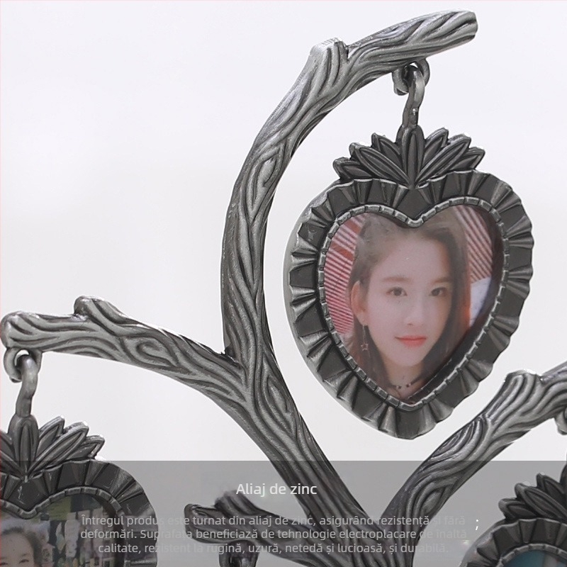 Ramă foto metalică în formă de copac, design modern cu placare electrolitică, cadru creativ, fotografii personalizate și cutie cadou