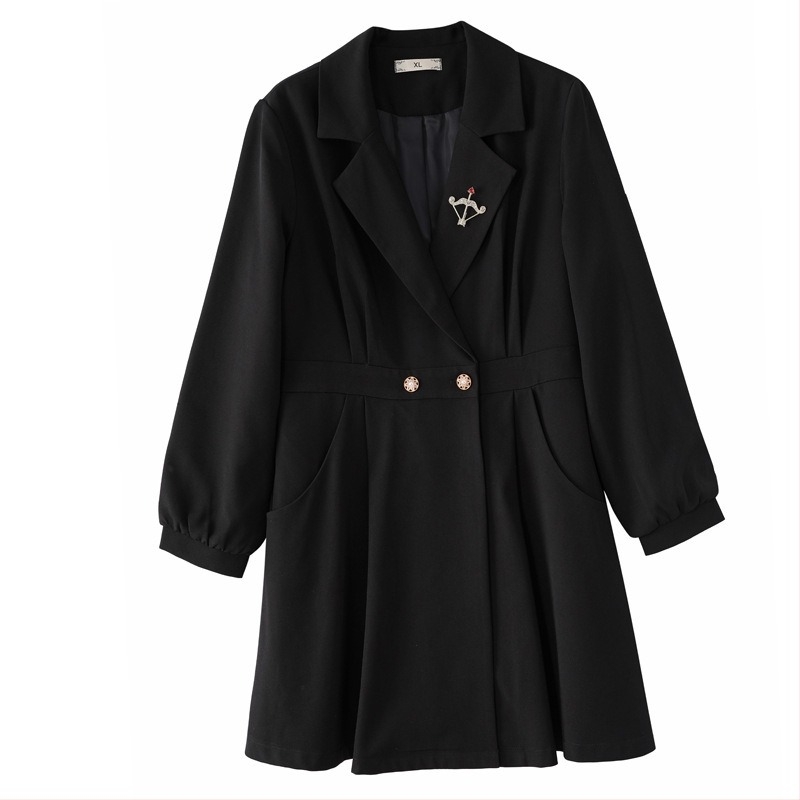 Paltonă damă în stil coreean, lungime medie, nasturi dubli, țesătură poliesterică