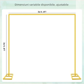 Arc de nuntă din fier forjat cu bază pătrată, arc reglabil pentru baloane, ambalaj din carton, personalizare disponibilă
