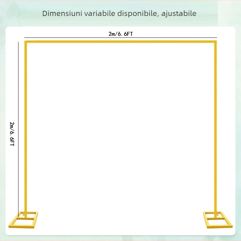 Arc de nuntă din fier forjat cu bază pătrată, arc reglabil pentru baloane, ambalaj din carton, personalizare disponibilă