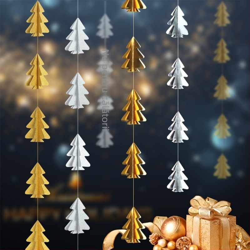 Decorațiune de Crăciun cu Steaguri 3D Mini, pentru atârnat — Hârtie, Rongcai