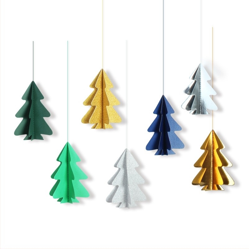 Decorațiune de Crăciun cu Steaguri 3D Mini, pentru atârnat — Hârtie, Rongcai