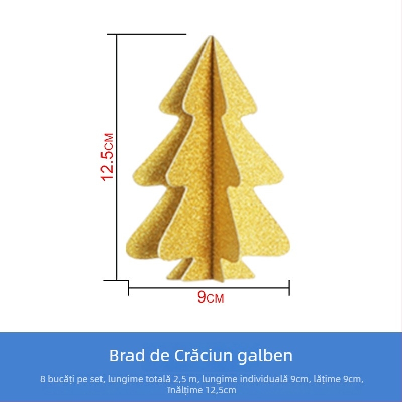 Decorațiune de Crăciun cu Steaguri 3D Mini, pentru atârnat — Hârtie, Rongcai