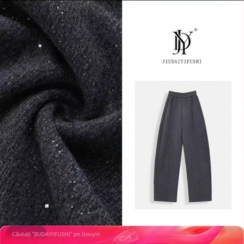 Pantaloni casual din acril cu talie elastică, croială largă, pentru femei, iarna 2022